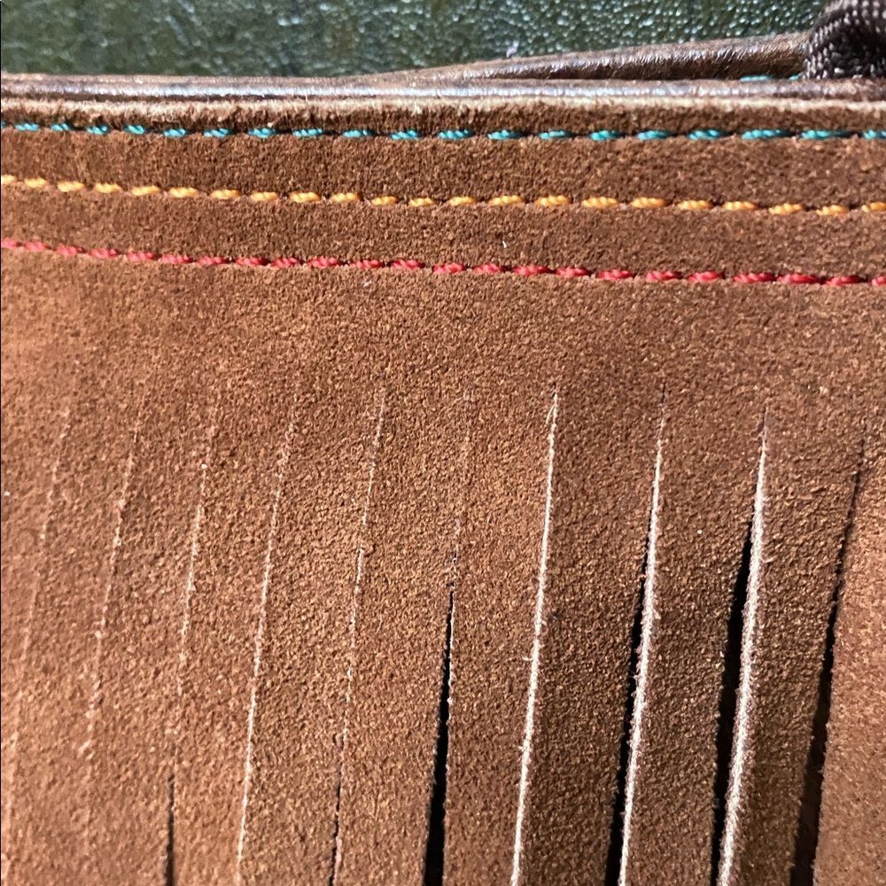 Catchfly Faux Suede/Leather Country Western Fringe Crossbody Purse Bag w/ jewels - Picture 6 of 14